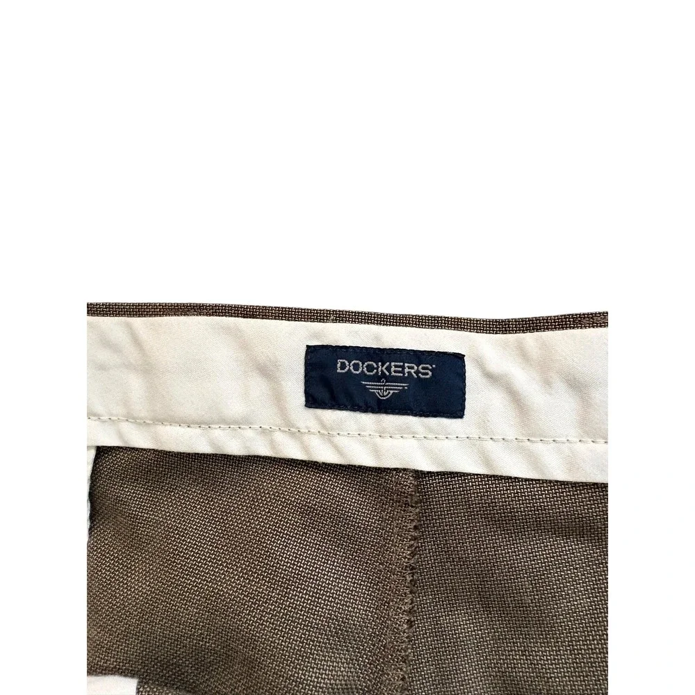 Dockers Men's Dress Pants 38x32 Brown Pleated Relaxed Fit‎ Wool Blend
